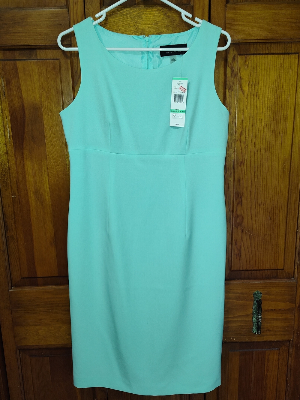 Evan Picone Mint Green Sleeveless Midi Sheath Dress